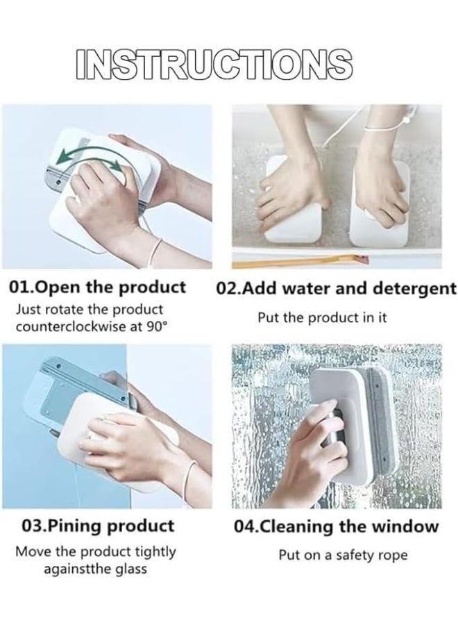 Arabest Magnetic Windshield Cleaner Tool Set, Magnetic Window Cleaner Tool, Double-Sided Cleaner Glass Tool with Window Track Cleaner and Dustpan Cleaning Brush, High Rise and Car, Glass Thickness 3-10mm - Image 4
